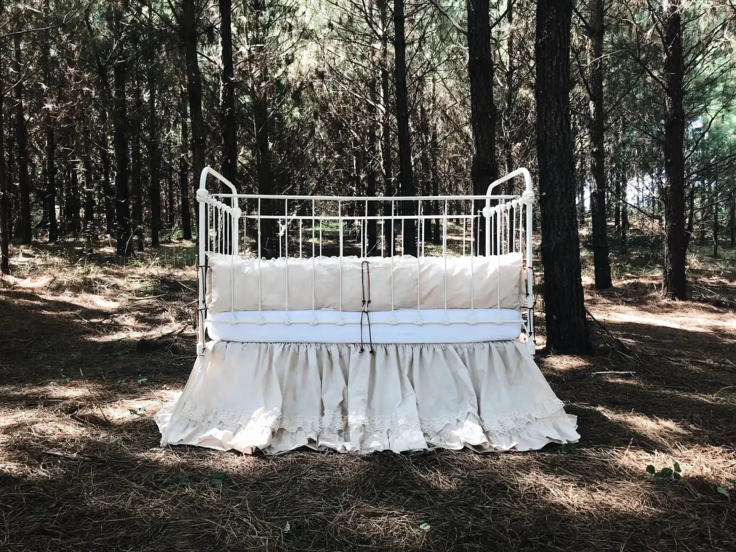 Leather and Lace Vintage Crib Bedding | High Cotton Textile