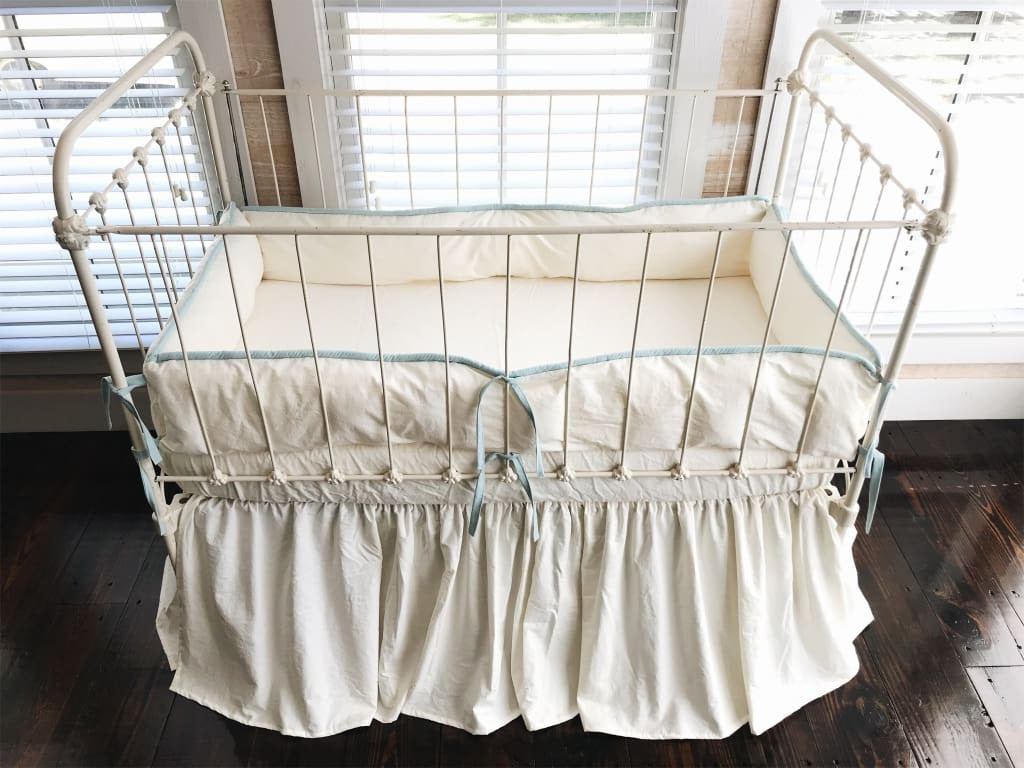 Ivory + Mist | Farmhouse Tailored Crib Bedding Set