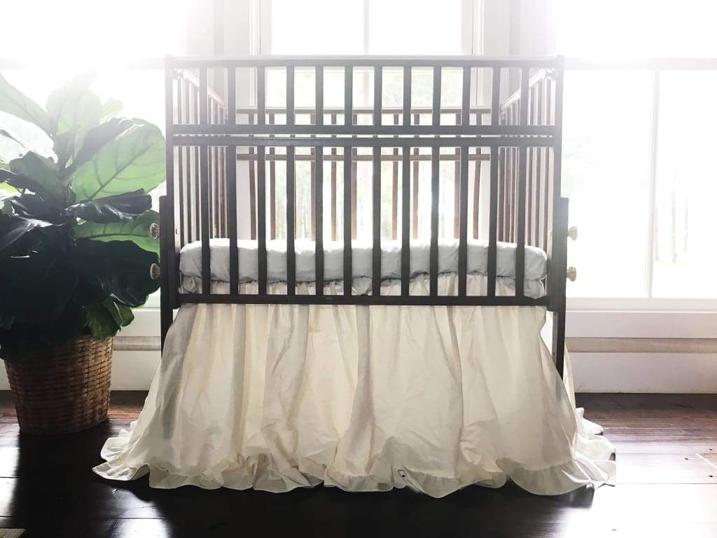 Ivory Ruffled Mini Crib Skirt High Cotton Textile