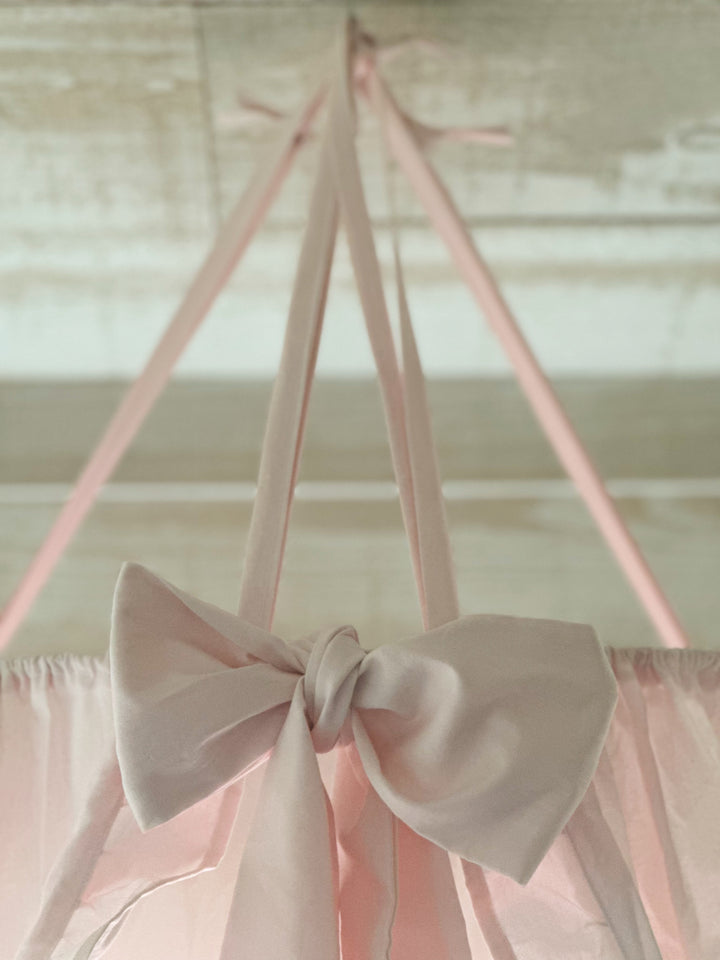Baby Pink Ruffled Crib Canopy Set | Handmade Heirloom Nursery Bedding