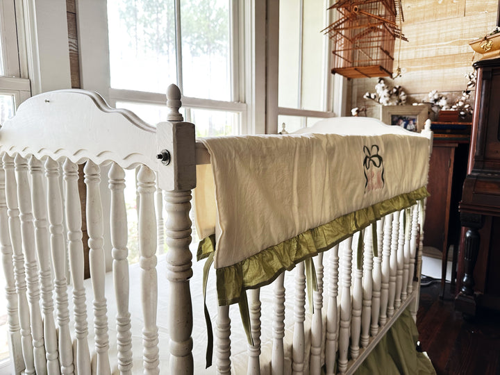Ivory & Sage Green Crib Rail Cover