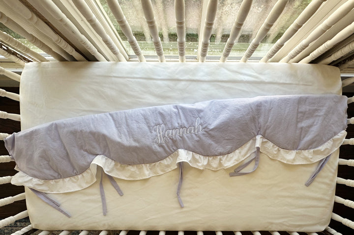 Lavender & White Ruffled Crib Rail Cover | Scallop Personalized Baby Girl Nursery | Teething Guard | Handmade
