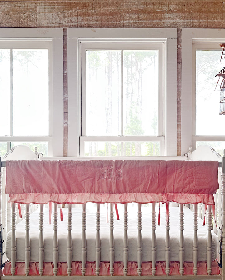 Sisters Pink Ruffled Crib Rail Cover
