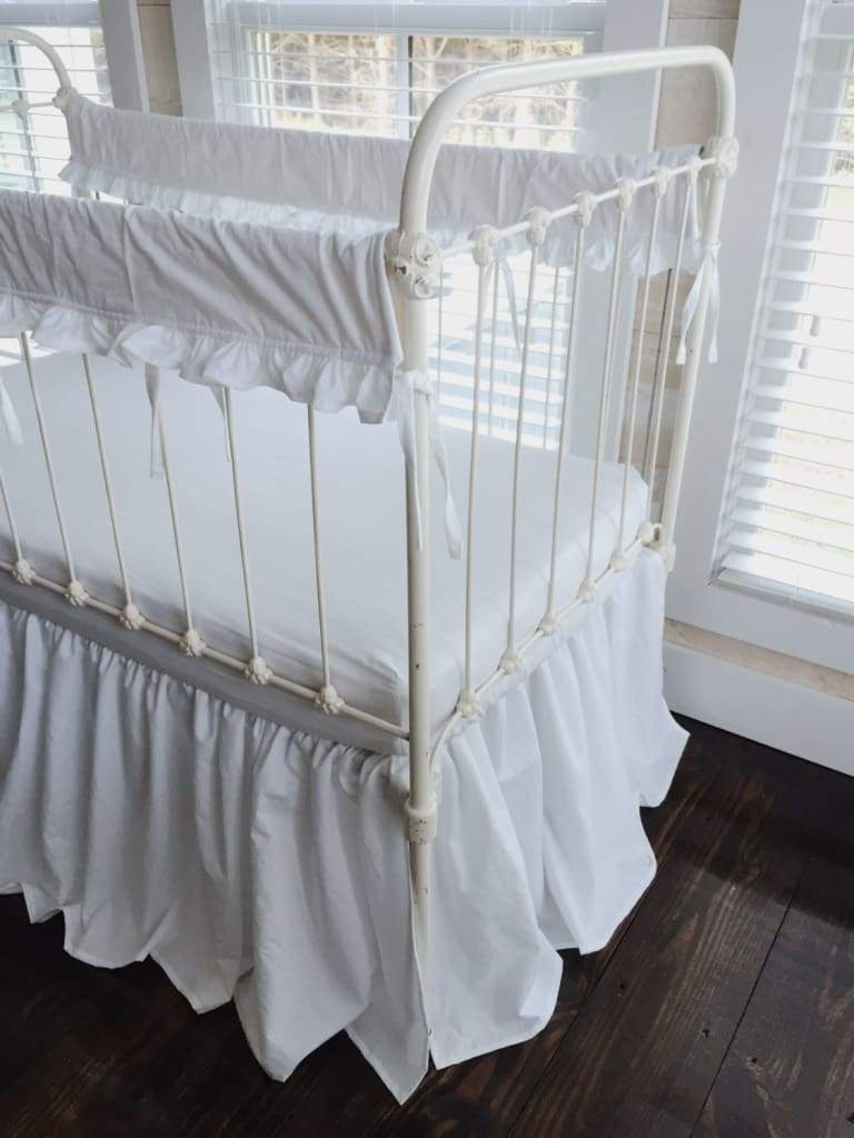 White | Farmhouse Linerless Crib Bedding Set