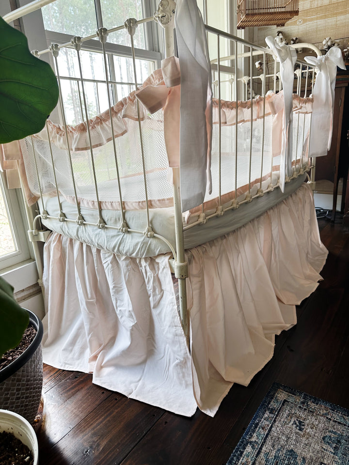 Close-up of crib skirt fabric texture