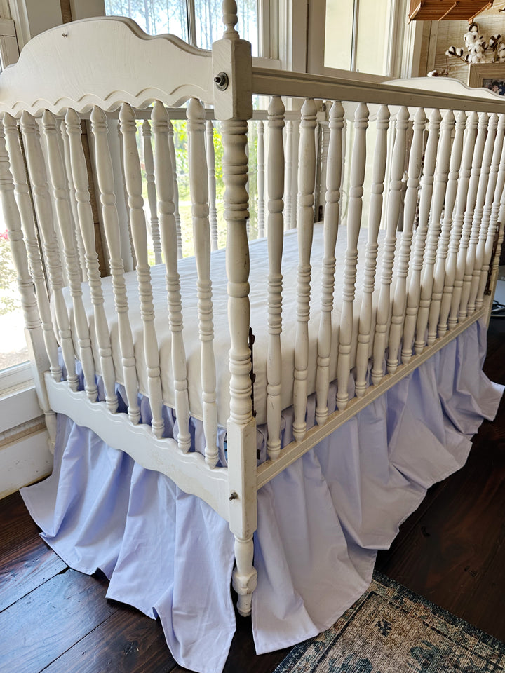 Lavender Farmhouse Crib Skirt | 4-Sided Gathered | 20" Drop | 100% Washed Cotton | Handmade in Alabama