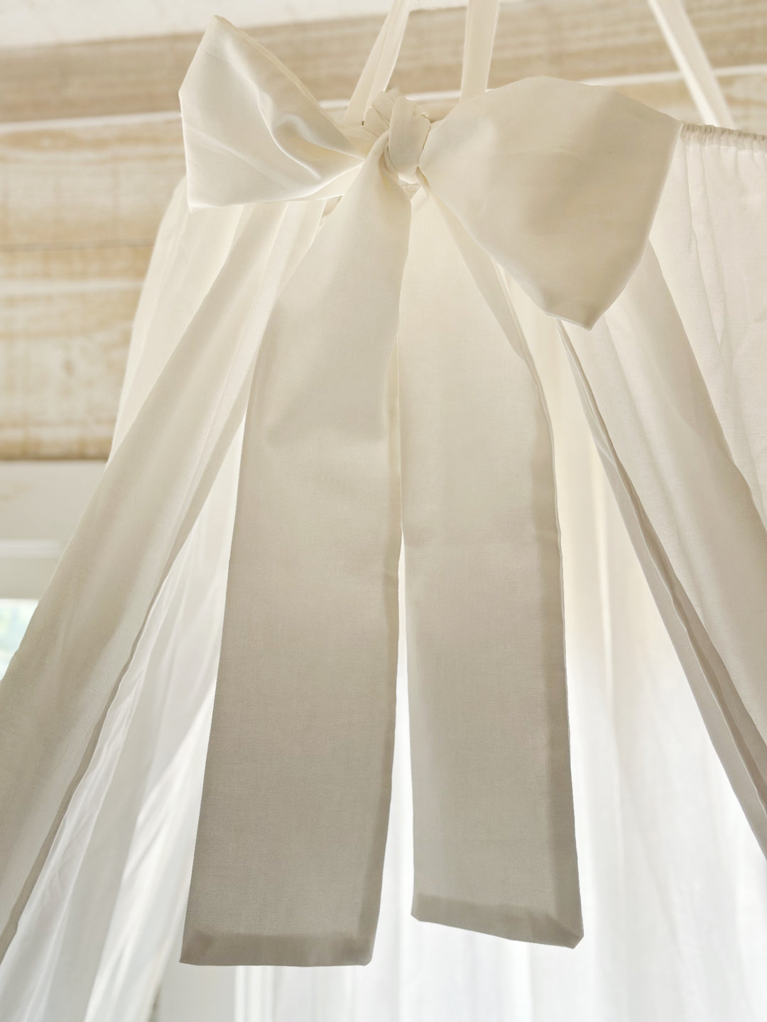 White Crib Canopy Set with Matching Crib Skirt — Farmhouse Nursery