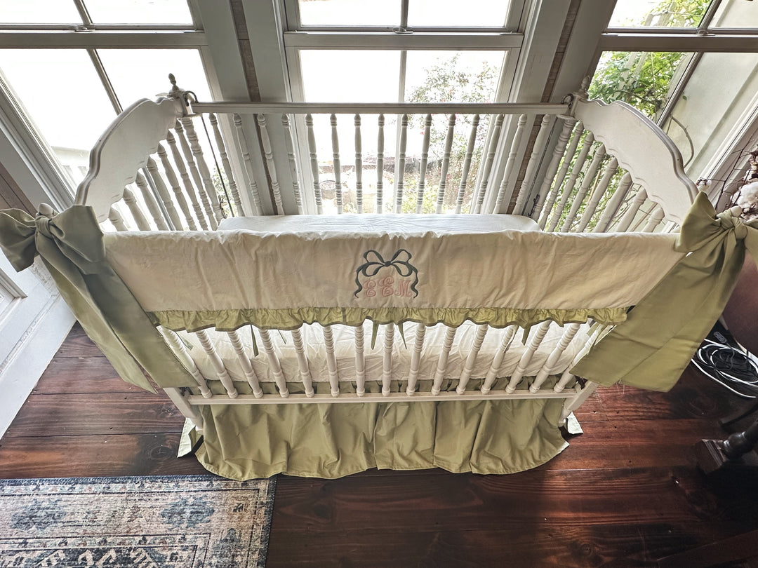 Sage Green & Ivory Crib Bedding Set