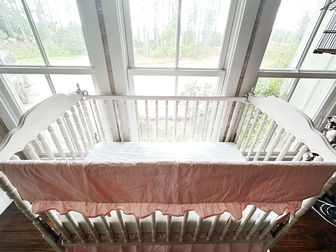 Sisters Pink Ruffled Crib Rail Cover