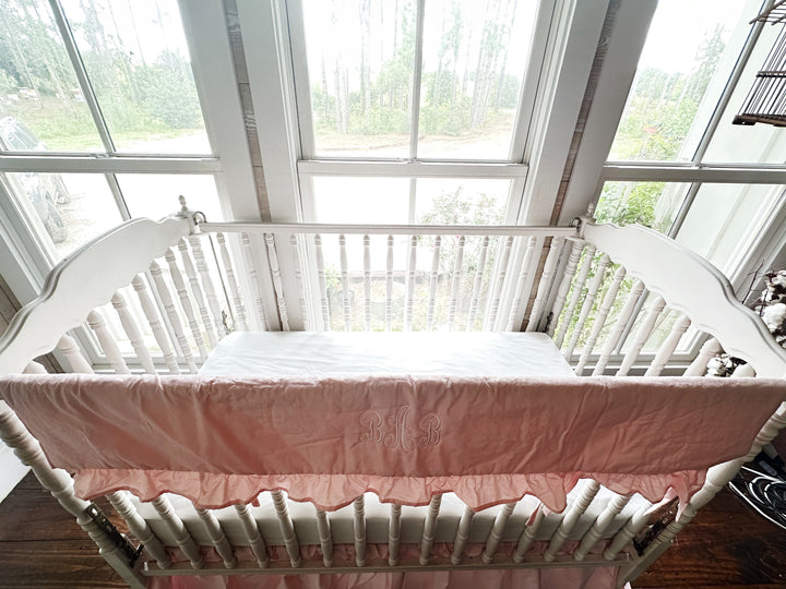 Sisters Pink Ruffled Crib Rail Cover