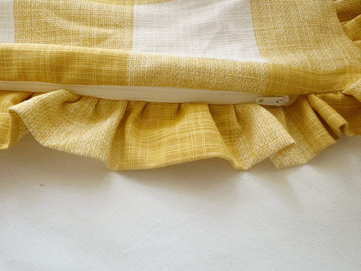 Yellow Buffalo Check Ruffled Pillow Sham – 26" Euro
