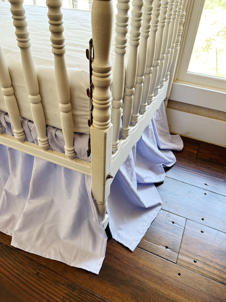 Lavender Farmhouse Crib Skirt | 4-Sided Gathered | 20" Drop | 100% Washed Cotton | Handmade in Alabama