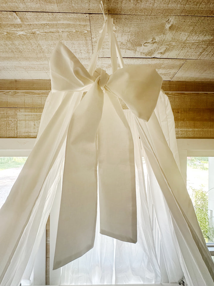 White Crib Canopy Set with Matching Crib Skirt — Farmhouse Nursery