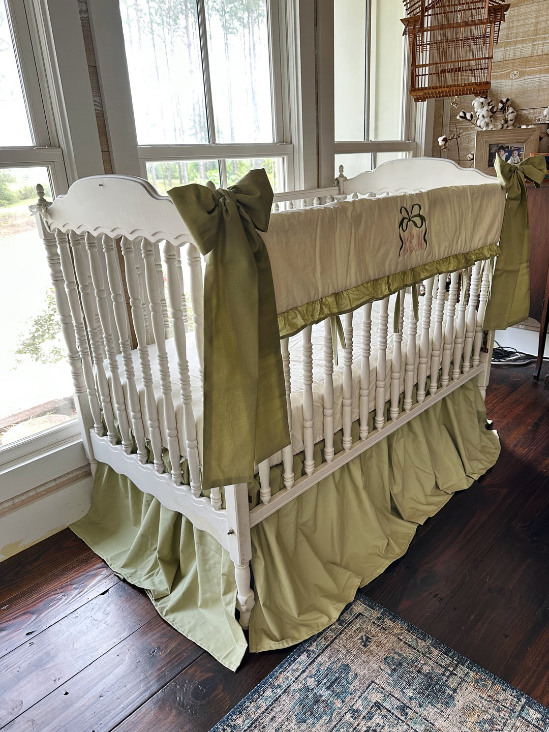 Sage Green & Ivory Crib Bedding Set