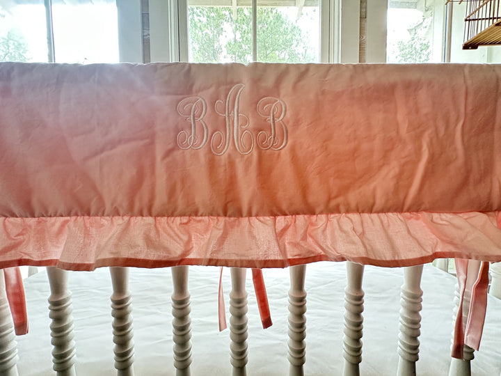 Sisters Pink Ruffled Crib Rail Cover