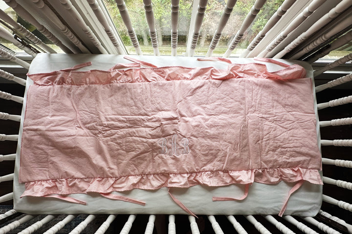 Sisters Pink Ruffled Crib Rail Cover