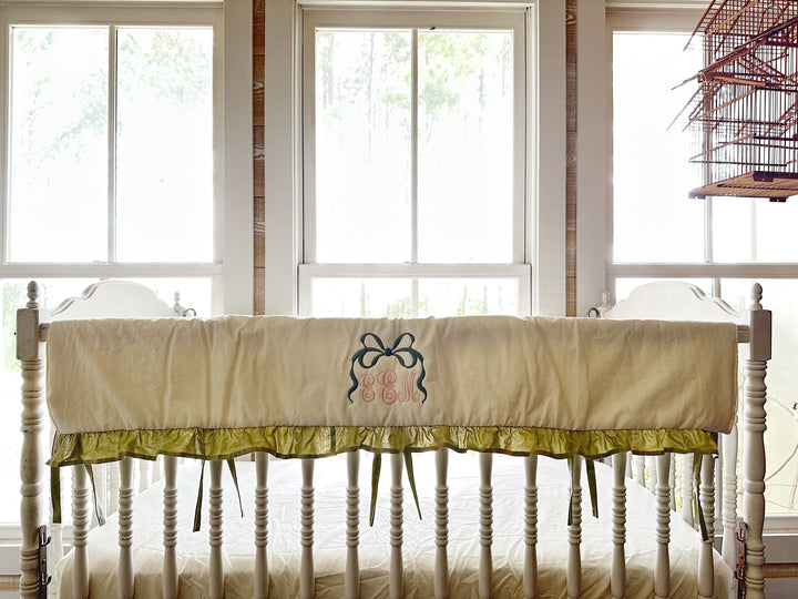 Ivory & Sage Green Crib Rail Cover