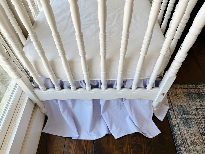 Lavender Farmhouse Crib Skirt | 4-Sided Gathered | 20" Drop | 100% Washed Cotton | Handmade in Alabama