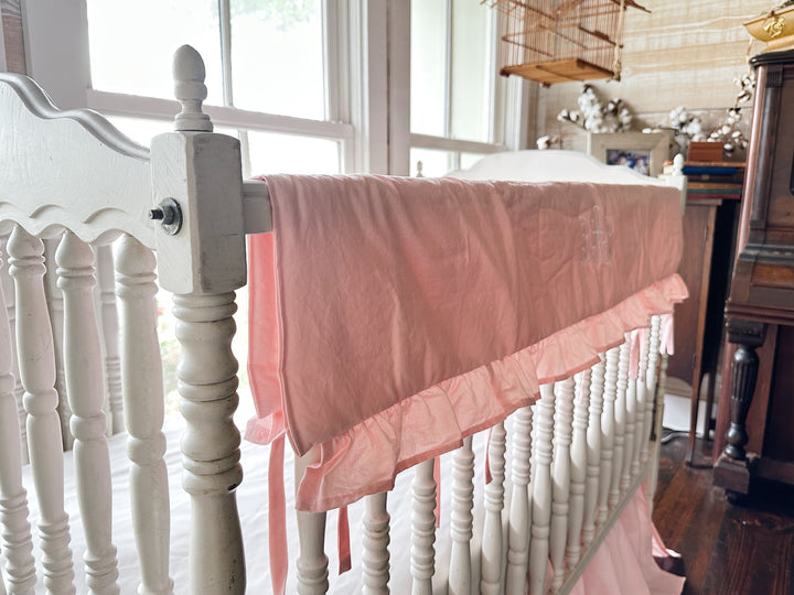 Sisters Pink Ruffled Crib Rail Cover