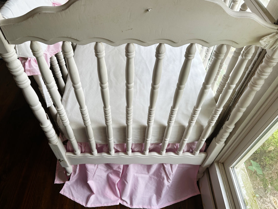 Baby Girl Crib Bedding Set – Cotton Candy Dreams Parfait Pink Ruffled Crib Rail Cover and Crib Skirt | Monogram Option