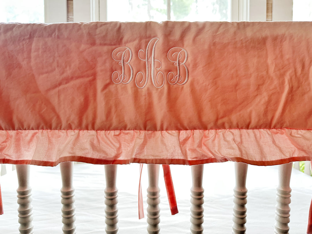 Sisters Pink Ruffled Crib Rail Cover Set with Crib Skirt