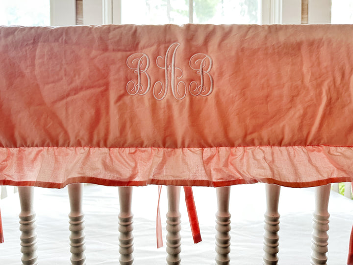 Sisters Pink Ruffled Crib Rail Cover Set with Crib Skirt