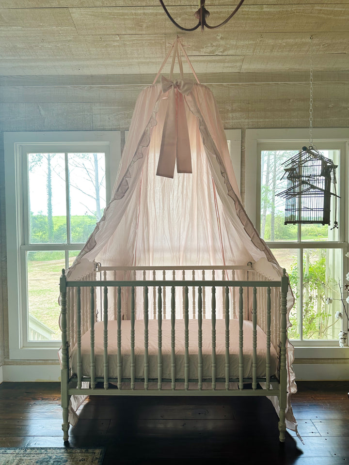 Baby Pink Ruffled Crib Canopy