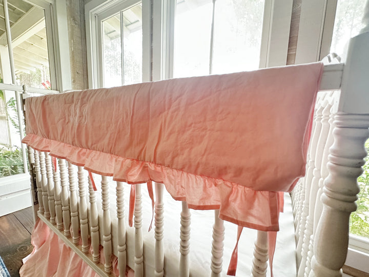 Sisters Pink Ruffled Crib Rail Cover
