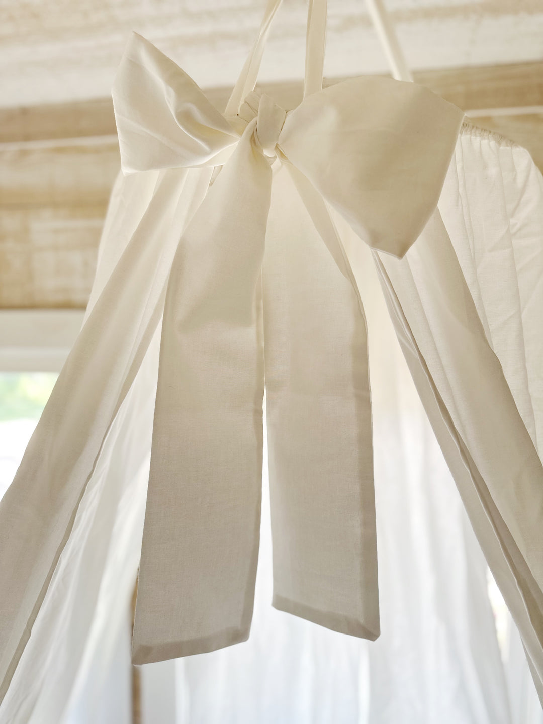White Crib Canopy Set with Matching Crib Skirt — Farmhouse Nursery