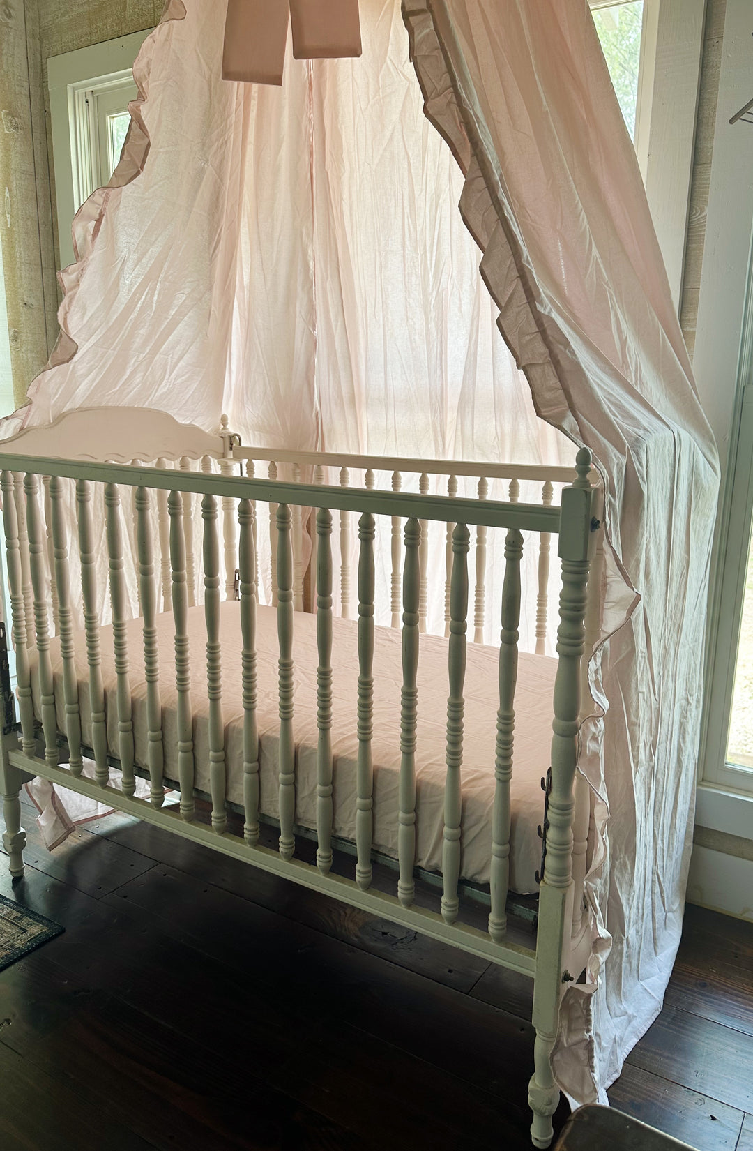 Baby Pink Ruffled Crib Canopy