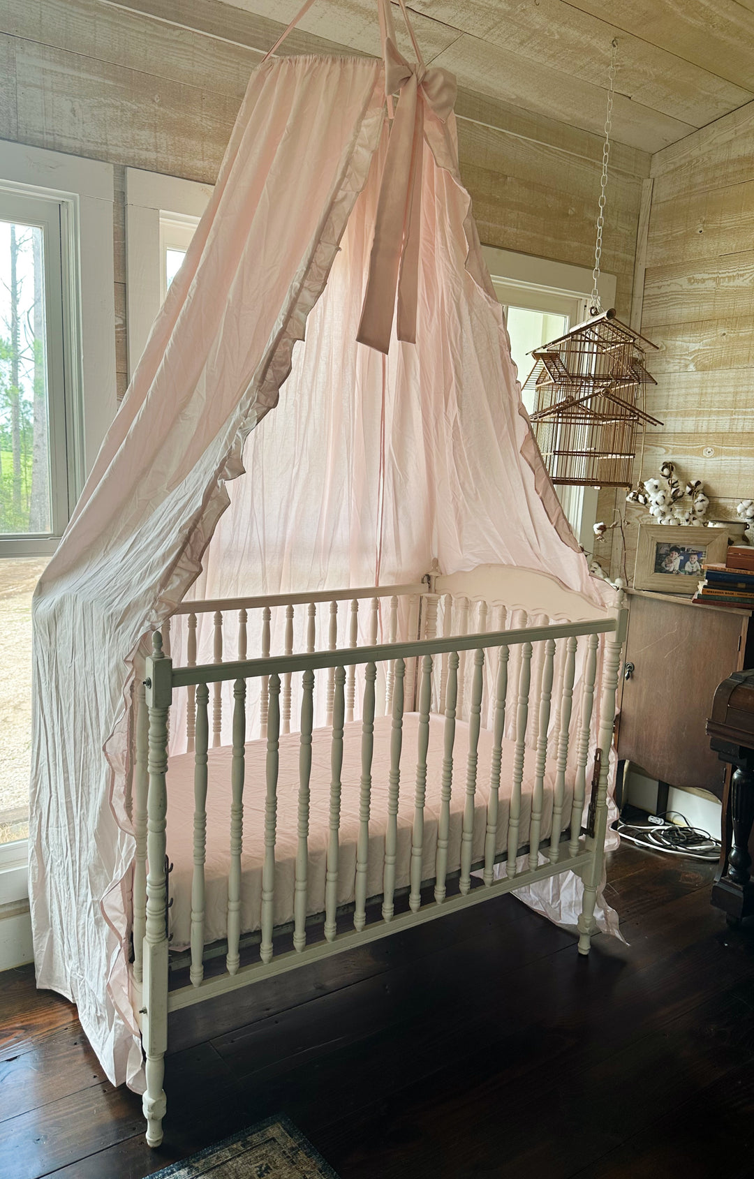 Baby Pink Ruffled Crib Canopy