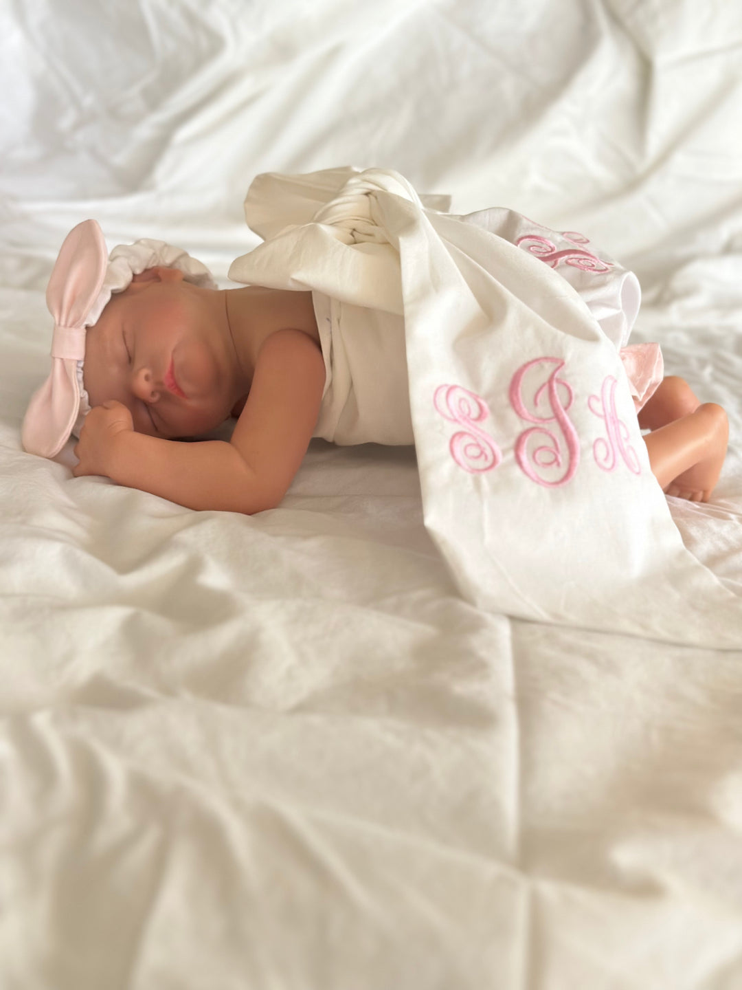 Personalized Baby Bow Sash | Newborn Swaddle Bow & Photo Bow