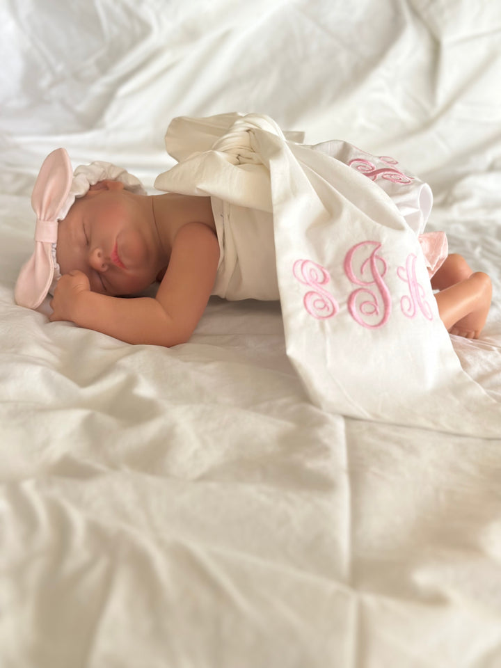 Personalized Baby Bow Sash | Newborn Swaddle Bow & Photo Bow