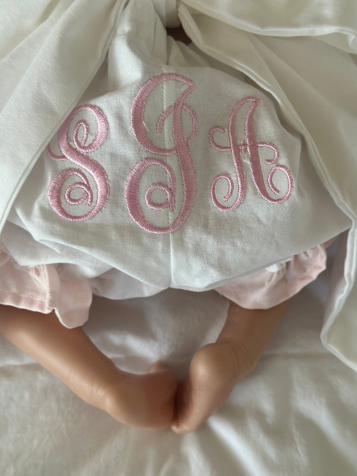 Personalized Newborn Photo Set | Ruffled Bloomers, Bow Sash & Headband