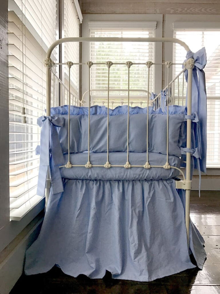 Baby Blue | Farmhouse Crib Bedding Set + Bows