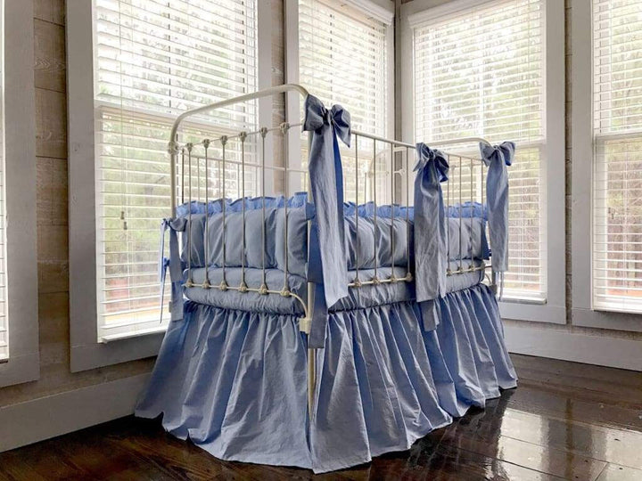 Baby Blue | Farmhouse Crib Bedding Set + Bows