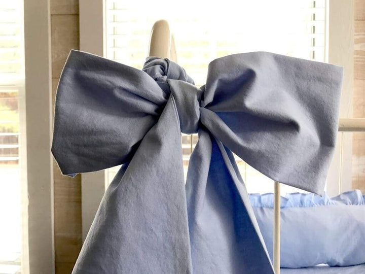 Baby Blue Large Crib Bow handmade heirloom nursery - High Cotton Textile