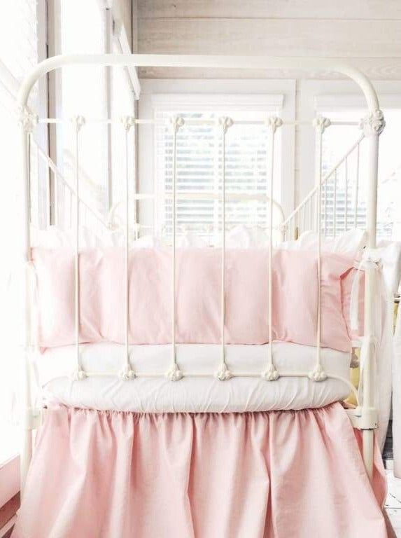 Sisters Pink and Bleached White | Ruffled Crib Bedding Set