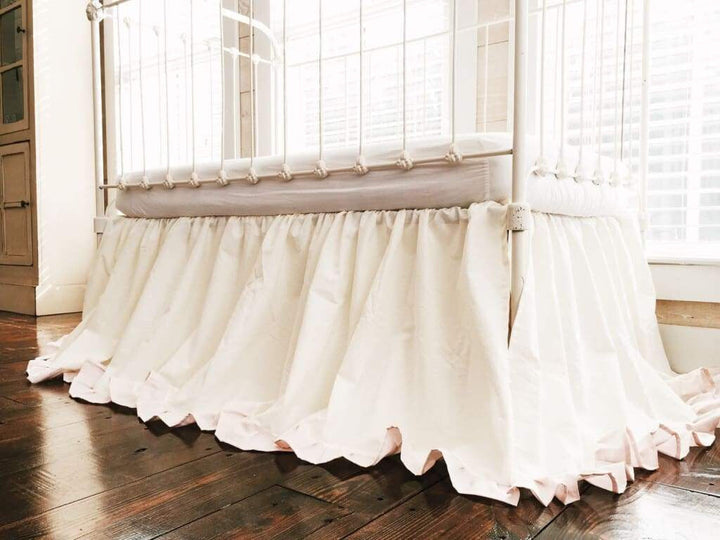 Ivory + Baby Pink | Ruffled Crib Skirt