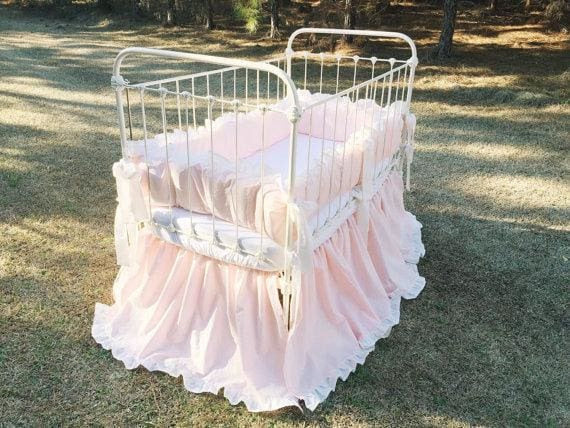 Baby Pink and Ivory | Ruffled Crib Bedding Set