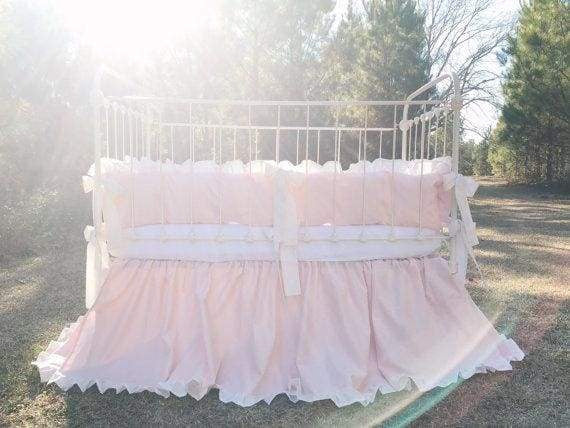 Baby Pink and Ivory | Ruffled Crib Bedding Set