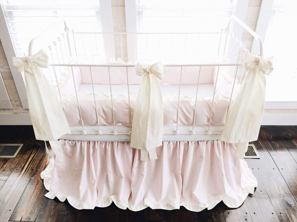 Baby Pink and Ivory | Ruffled Crib Bedding Set