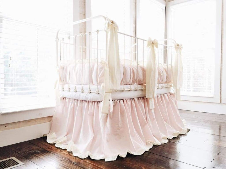 Baby Pink and Ivory | Ruffled Crib Bedding Set