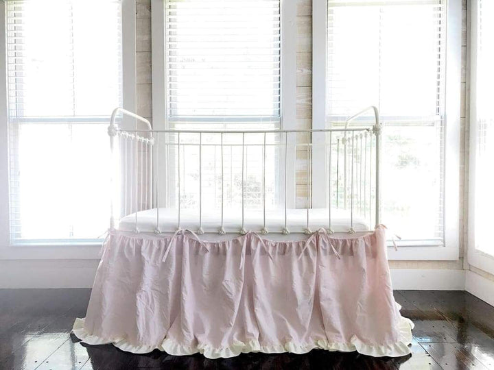 Baby Pink + Ivory | Tie-On Crib Skirt Separates