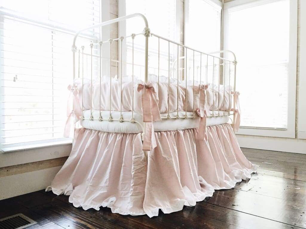 Baby Pink + White | Ruffled Crib Bedding Set