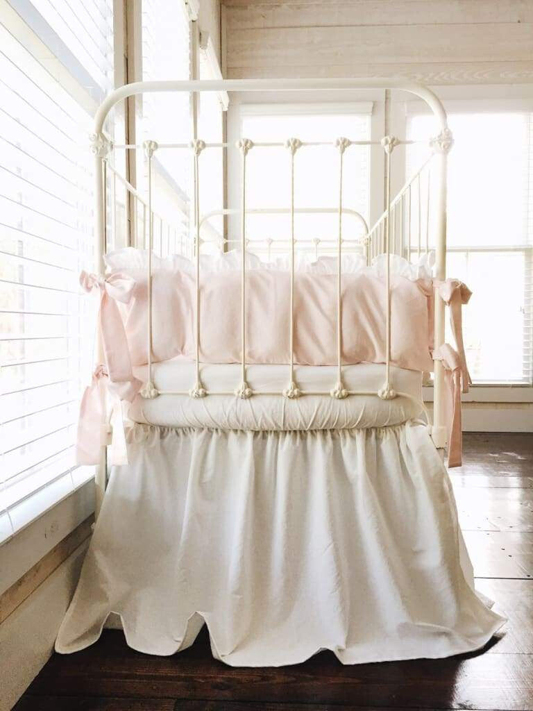 Baby Pink and White | Farmhouse Crib Bedding Set