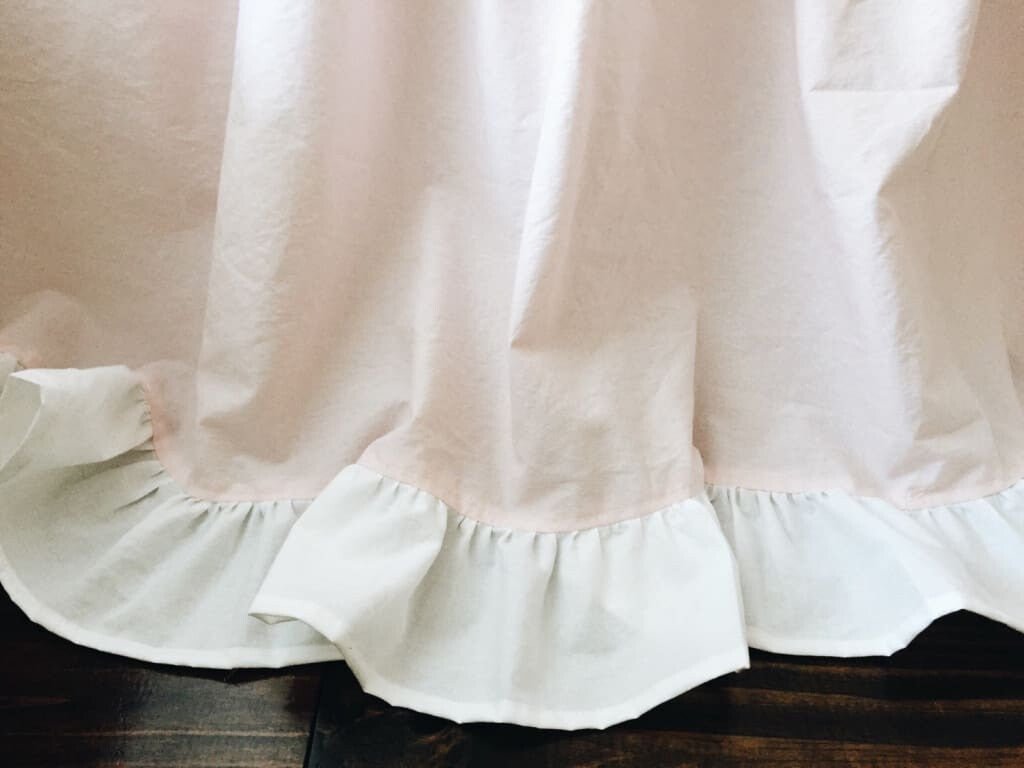 Baby Pink and White Ruffled Crib Skirt for Girls handmade heirloom nursery - High Cotton Textile