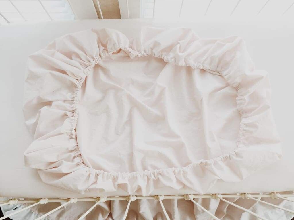 Baby Pink and White Ruffled Nursery Bedding Set for Girls handmade heirloom nursery - High Cotton Textile