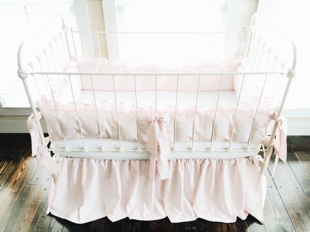 Baby Pink Farmhouse Crib Bedding Set - High Cotton Textile 