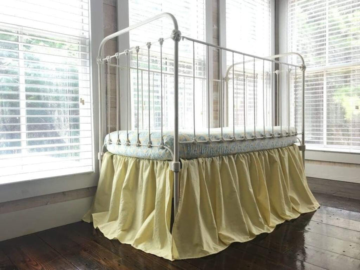 Baby Yellow Farmhouse Crib Skirt handmade heirloom nursery - High Cotton Textile